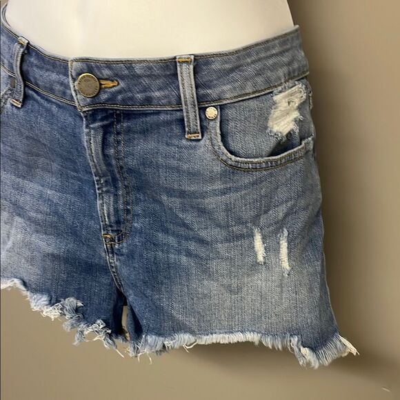PAIGE Blue Jean Shorts Distressed Frayed Hem - Picture 4 of 14
